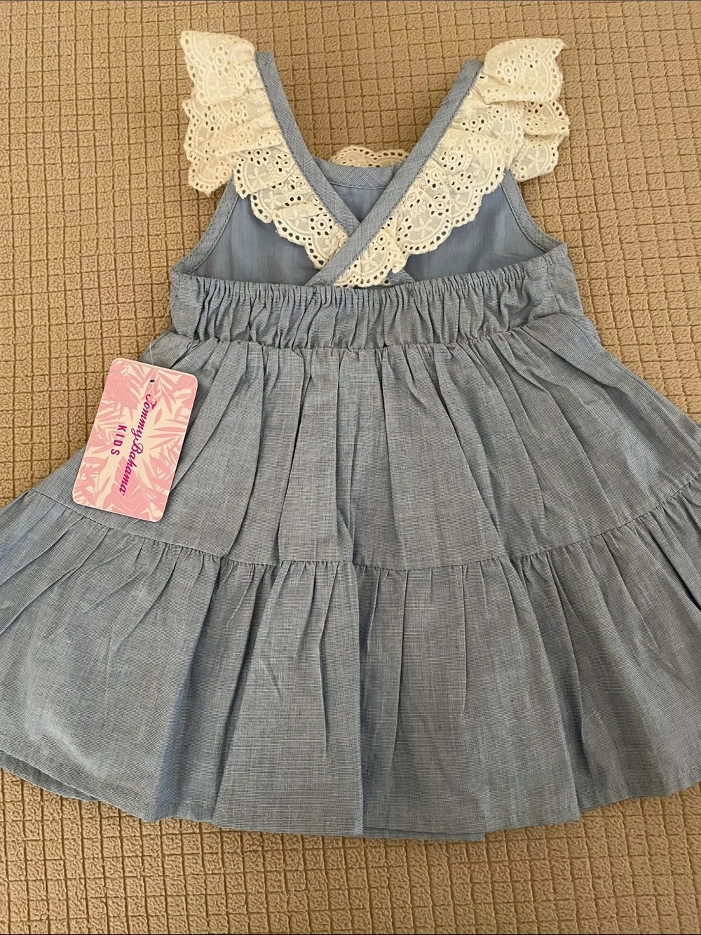 Tommy Bahama Light Blue Ruffle Sundress with Lace 12 Mo. NWT